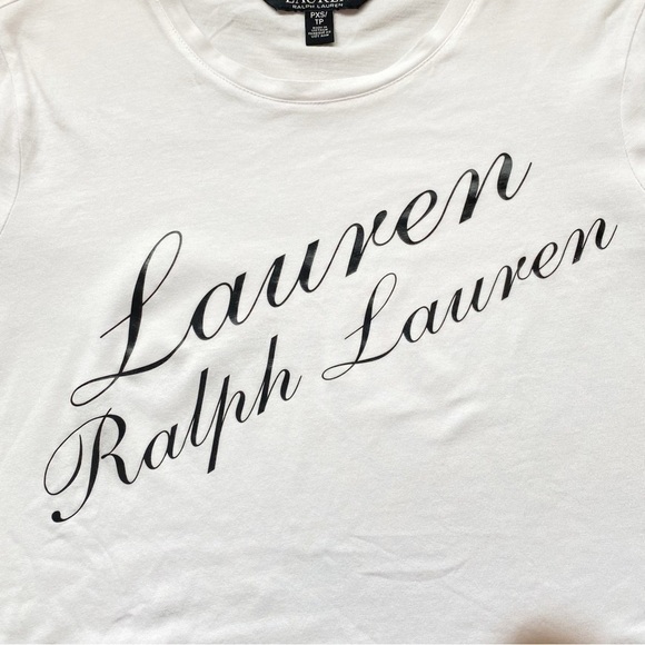 Lauren Ralph Lauren Logo Short Sleeve T-Shirt White with Cursive Lettering PXS - Picture 6 of 11